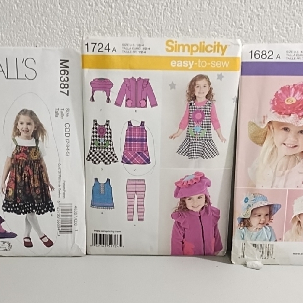 4 Patterns Little Girls Jumpers Hats Skirts Jackets